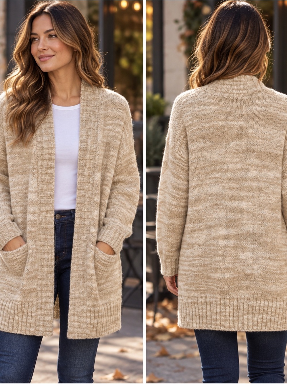 Madewell Cream Marled Open Front Cardigan Sweater Size Small